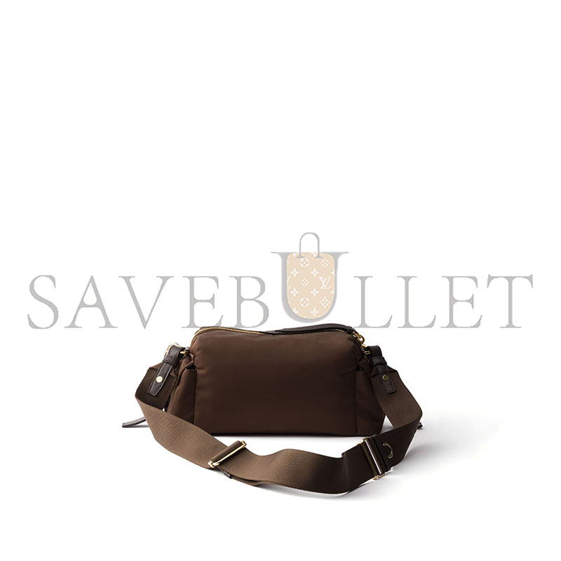 PRADA EXPLORE SMALL RE-NYLON AND LEATHER SHOULDER BAG 1BH232 (25*12.5*9.5cm)